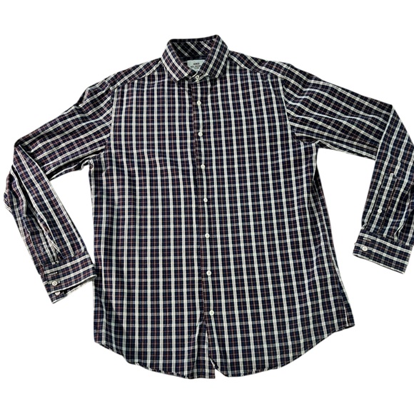 Ben Sherman Men's Blue, White and Red Plaid Tailored Slim Fit Shirt‎ 15.5 - Picture 3 of 9